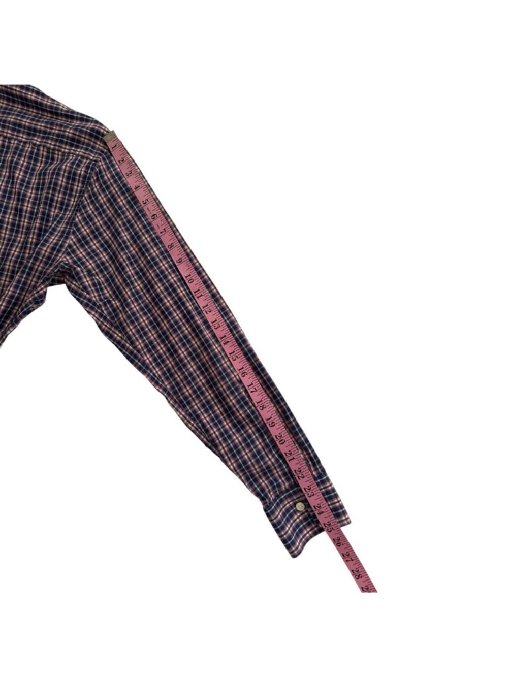 Peter Millar Mens Medium Plaid Button-Up Long-Sleeve Shirt 100% Cotton Blue Pink - Picture 6 of 11